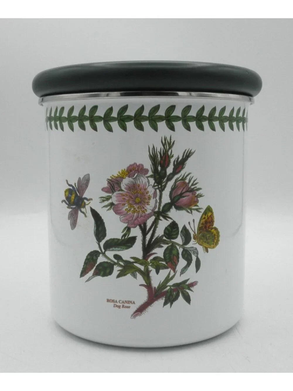 Portmeirion Botanic Garden Small Metal Canister w/Wood Lid Dog Rose PRTBOG